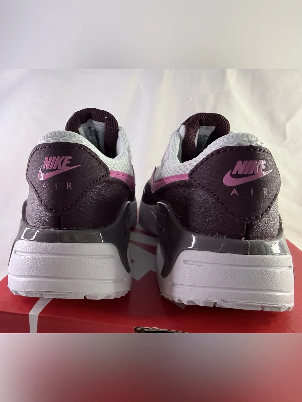 2.5 Youth Nike Kids Air Max White, Brown & Playful Pink Sneakers